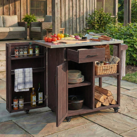 Outdoor Kitchen Island Fir Wood Prep Station HouseOfZazla