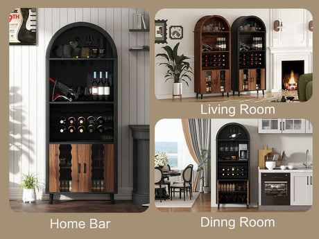 71' Farmhouse Arched Wine Bar Cabinet HouseOfZazla