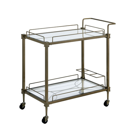 Aditya Mirrored & Antique Brass Finish Serving Cart HouseOfZazla