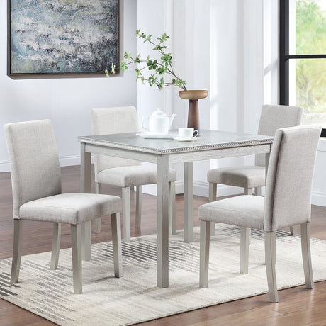 Dining Table Set With Crystal Decoration And Upholstered Chairs HouseOfZazla
