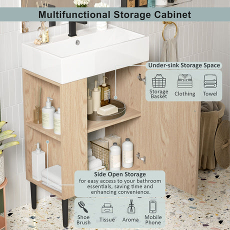 Bathroom Vanity, Combo Cabinet, Bathroom Storage Cabinet, Single Ceramic Sink HouseOfZazla
