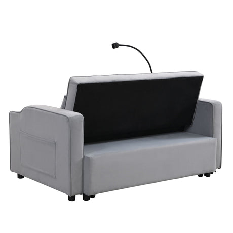 Modern Loveseat Futon Sofa With Pullout Bed, Adjustable Reclining Backrest, Toss Pillows HouseOfZazla