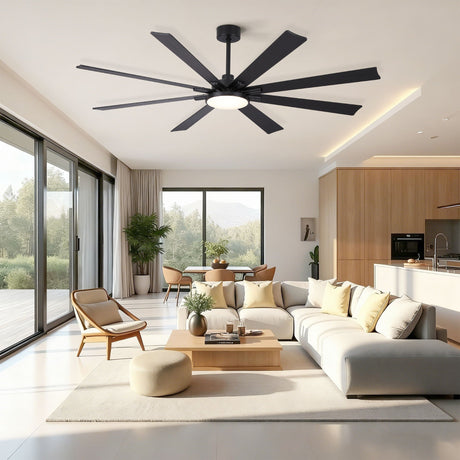 Large Ceiling Fan With Dimmable LED Light 8 Blades Remote Control, Reversible DC Motor HouseOfZazla