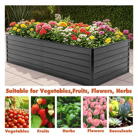 Metal Raised Garden Bed Outdoor 7.2x3.6x2 FT Galvanized Raised Garden Bed Kit HouseOfZazla