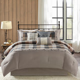 7 Piece Herringbone Comforter Set Neutral California King