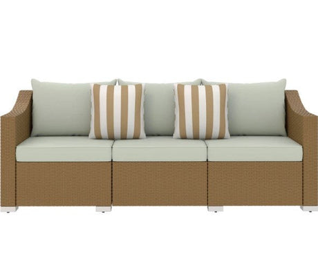 Rattan Wicker Seater Patio Couch with Cushions and Throw Pillows HouseOfZazla