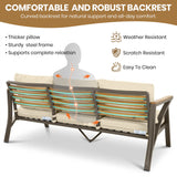 6-Piece Outdoor Patio Furniture Set with Steel Frame Sofa & Acacia Wood Table