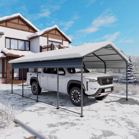 Heavy Duty Carport With Galvanized Roof And Enhanced Base - Anthracite HouseOfZazla