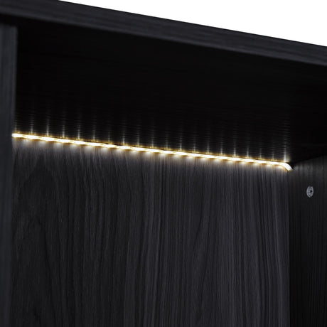 Modern Minimalist Style LED Curio Cabinet With Tempered Glass Door, Metal Legs HouseOfZazla