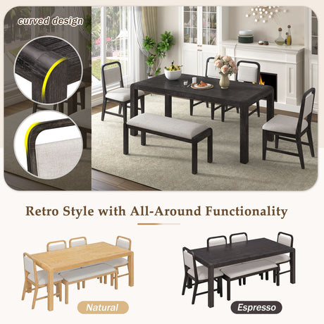 Extendable Dining Table Set With 4 Upholstered Chairs And 1 Bench HouseOfZazla