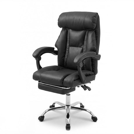 Executive Office Chair With Foot Rest, Adjustable Height - Black HouseOfZazla