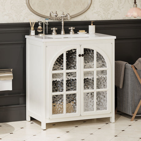 Vintage Farmhouse Bathroom Vanity with Ceramic Sink HouseOfZazla