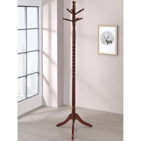 Coat Rack With Post Traditional Entryway Organizer With 6 Hooks - Brown HouseOfZazla