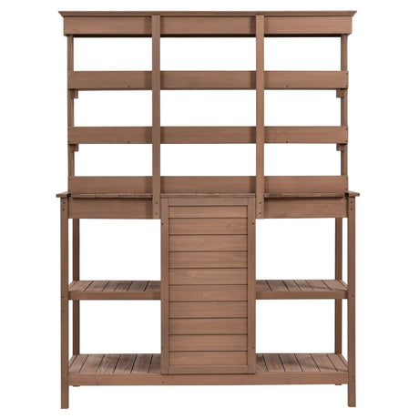 TOPMAX 66" Large Outdoor Farmhouse Wooden Potting Bench Table HouseOfZazla