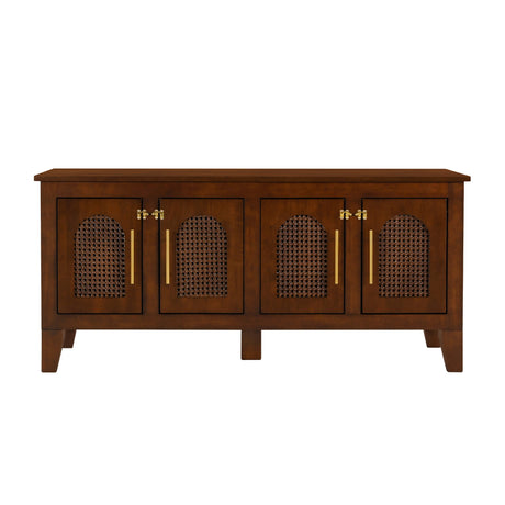 Lars Indoor Rattan Decorated Rubber Wood Dog Crate Cabinet Furniture HouseOfZazla