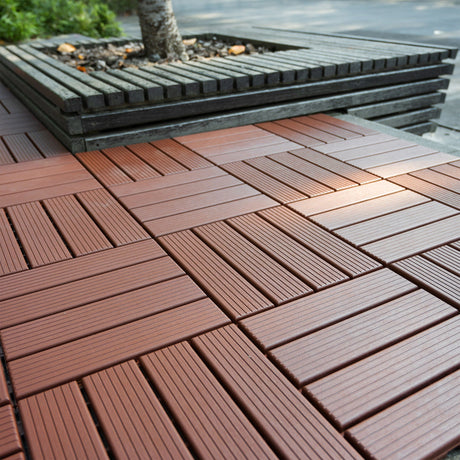 Interlocking Plastic Deck Tiles, Waterproof Outdoor / Indoor Patio Flooring HouseOfZazla