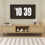 TV Stand For TVs Up To 80" - Natural Wood Media Console Cabinet