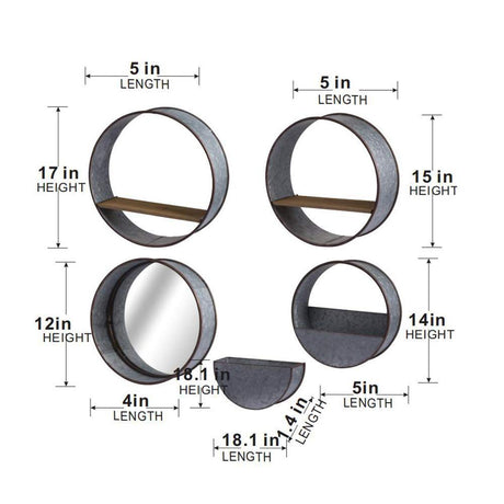 Farmhouse Round Metal Wall Planter (Set of 5) - Gray HouseOfZazla