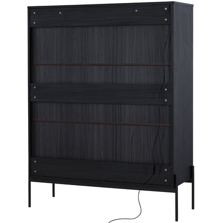 Modern Minimalist Style LED Curio Cabinet With Tempered Glass Door, Metal Legs HouseOfZazla