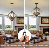 Farmhouse Chandeliers for Dining Room, 6-Light Rustic Light Fixture