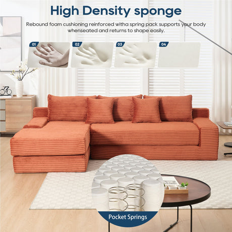 Modern L - Shaped Sectional Couch With Memory Foam HouseOfZazla