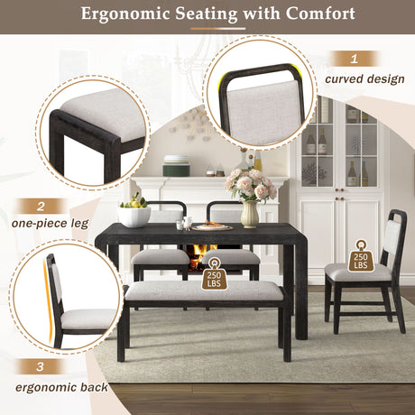 Extendable Dining Table Set With 4 Upholstered Chairs And 1 Bench HouseOfZazla