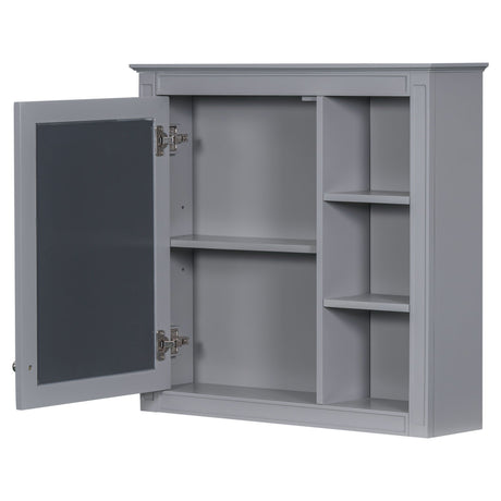 Bathroom Vanity With Medicine Cabinet, Royal Mirror Cabinet, Modern Bathroom Storage Cabinet With 2 Soft Closing Doors And 4 Drawers HouseOfZazla