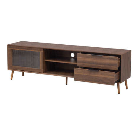 TV Stand Media Console With 2 Doors, 2 Drawers & Storage Cabinet - Walnut HouseOfZazla