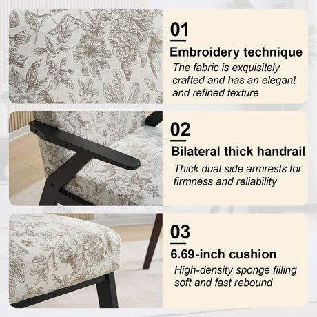 Mid-Century Modern Lounge Armchair - Seat Cushion (Beige + Grey) HouseOfZazla
