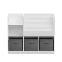 Bookcase And Bookshelf With 3 Collapsible Drawers, Multifunctional Display Stand HouseOfZazla