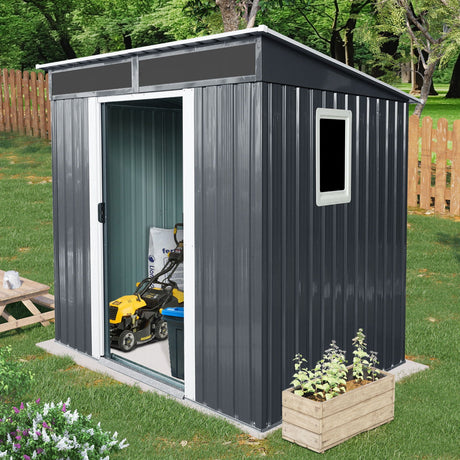 Outdoor Metal Storage Shed With Window And Transparent Plate For Garden, Lawn HouseOfZazla