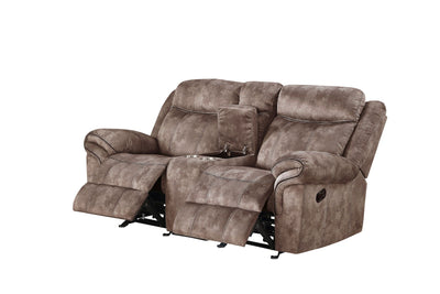 Zubaida Two Tone Recliner Loveseat with USB Port Console