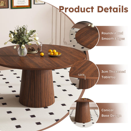 47 Inch Round MDF Dining Table for 4, Modern Farmhouse Style HouseOfZazla