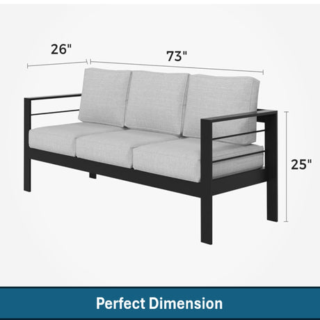All-Weather Patio Sofa & Cushions, 3 Seat Outdoor Couch HouseOfZazla