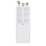 Tall Metal Kitchen Pantry Cabinet With Adjustable Shelves And Silent Magnetic Doors - White