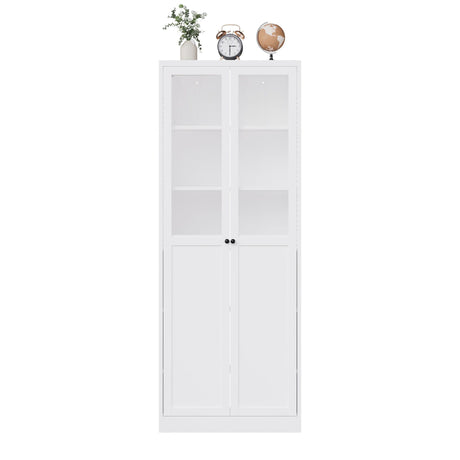 Tall Metal Kitchen Pantry Cabinet With Adjustable Shelves And Silent Magnetic Doors - White HouseOfZazla