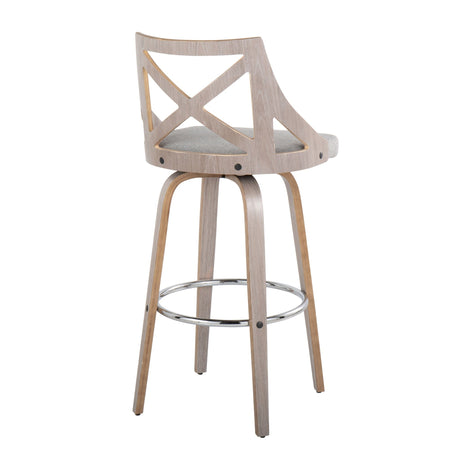 Charlotte - Farmhouse Fixed Height Bar Stool With Round Footrest (Set of 2) HouseOfZazla