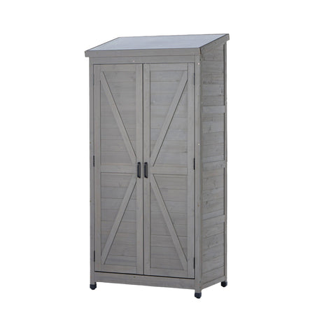 Outdoor Storage Shed With Vertical Tool Cabinet For Backyard HouseOfZazla