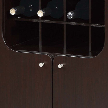 Wine Cabinet With Two Doors Removeable Wine Bottle Rack Metal Wine Glass Racks Four Shelves - Red Cocoa HouseOfZazla