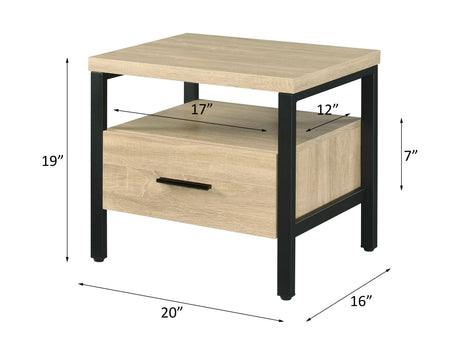 Oak Finish Nightstand with 1 Drawer and 1 Shelf HouseOfZazla