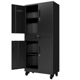 Metal Storage Cabinet with Drawer, Locking Doors, and Rolling Wheels