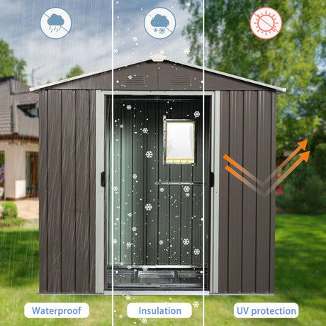 88.98" Outdoor Metal Storage Shed With Window HouseOfZazla
