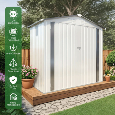 Garden Tool Shed Metal Storage Shed With Peaked Roof Waterproof Lockable Door HouseOfZazla