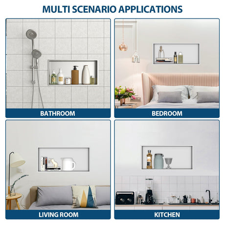Stainless Steel Shower Niche With Seamless Design For Bathroom Storage HouseOfZazla