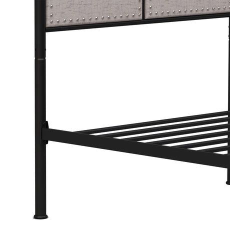 Twin Size Linen Upholstered Platform Metal Bed Frame with Fabric Headboard and Footboard HouseOfZazla