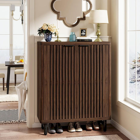 6 Tier Shoe Cabinet With Louvered Doors HouseOfZazla