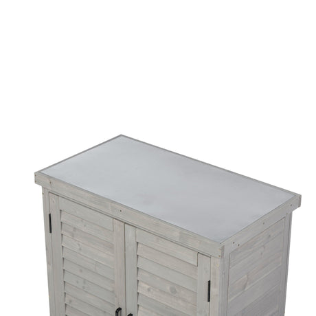 Potting Bench With Storage Cabinet And Metal Table Top For Outdoor HouseOfZazla