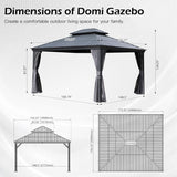 13x15FT Outdoor Hardtop Gazebo with Galvanized Steel Double Roof
