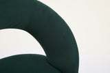 Velvet Fabric Dining Chair with Curved Backrest and Golden Metal Legs