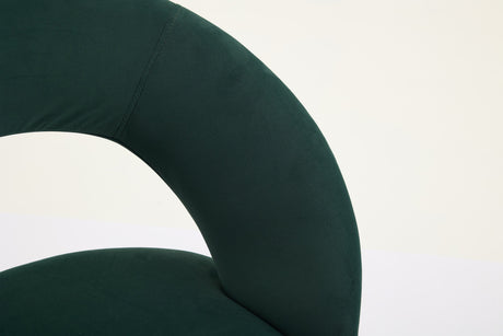 Velvet Fabric Dining Chair with Curved Backrest and Golden Metal Legs HouseOfZazla